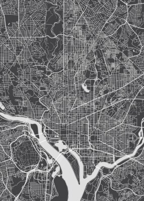 Croquis monochrome du plan de la ville de Washington