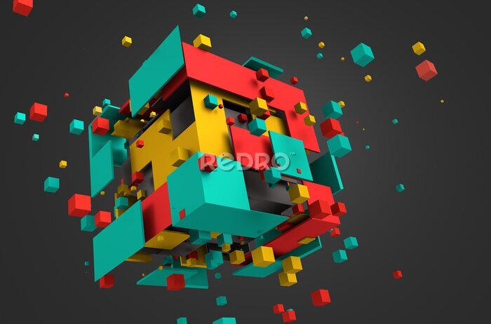 Sticker  Cubes colorés formant un motif géométrique avec effet 3D