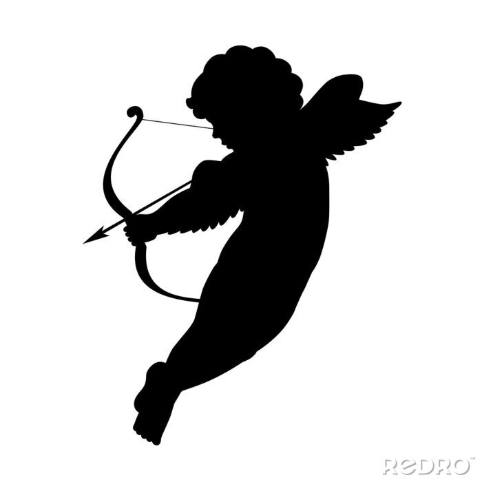 Sticker  Cupidon serrant la silhouette noire de l'arc