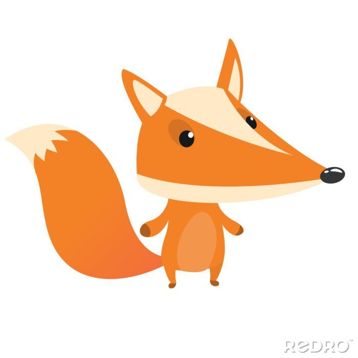 Sticker   Cute cartoon fox character isolated. Flat design Vector illustration