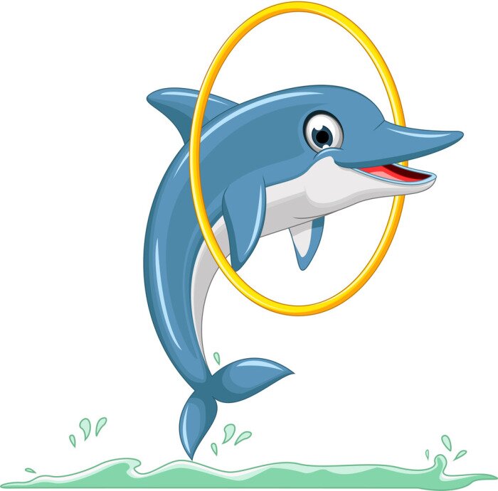 Sticker  cute dolphin cartoon jumping
