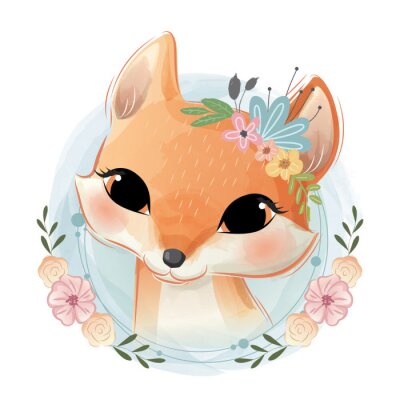 Sticker  Cute Fox Portrait