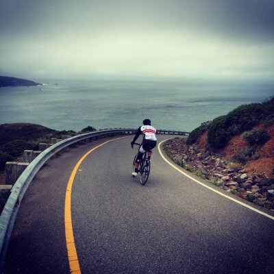 Sticker  Cycling down Hawk Hill