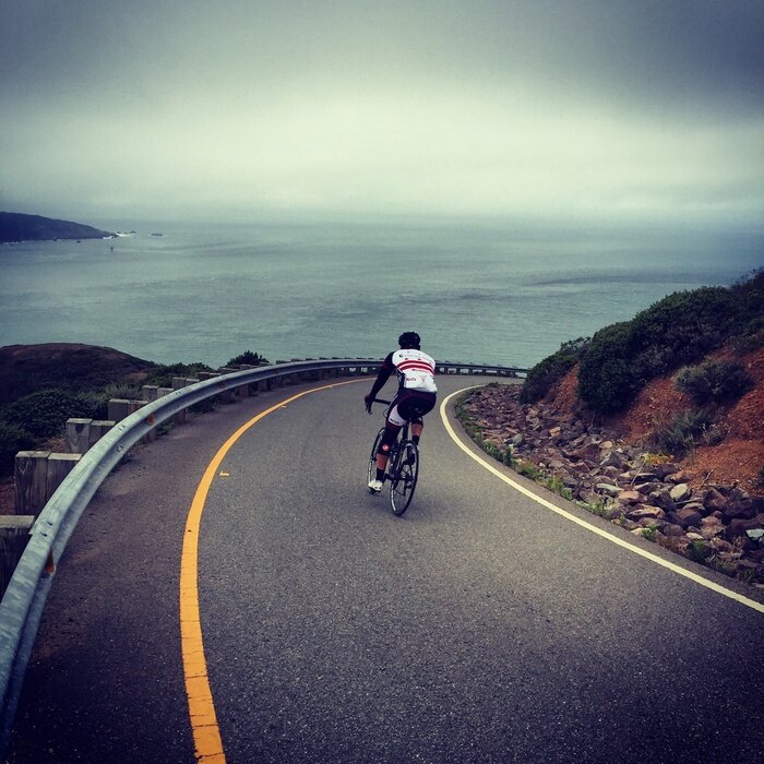 Sticker  Cycling down Hawk Hill