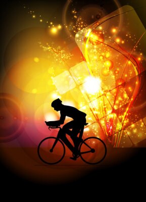 Cycliste sur fond abstrait jaune