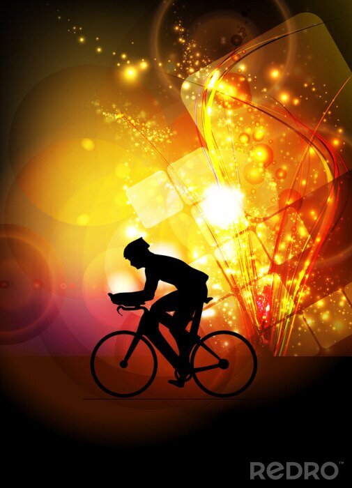 Sticker  Cycliste sur fond abstrait jaune