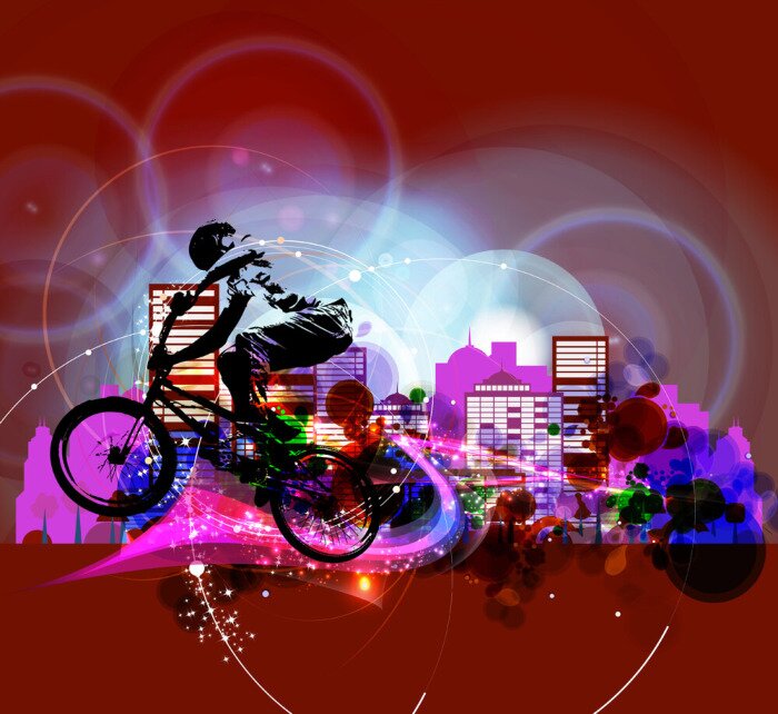 Sticker  Cycslite et ville vue abstraite