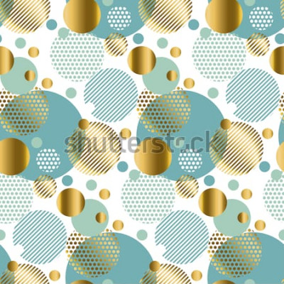 Sticker  décorations de babiole, modèle sans couture moderne or clair avec des cercles. Fond de Noël Toile de fond de Noël. Modèle d'hiver. Illustration vectorielle de saison. Modèle de vacances