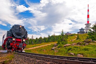 Sticker  Der Brocken im Harz und mit Brockenbahn Gipfel