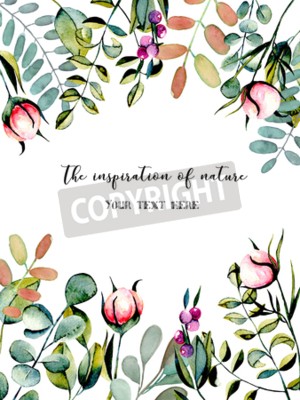 Sticker  Des fleurs avec des feuilles entourent l'inscription