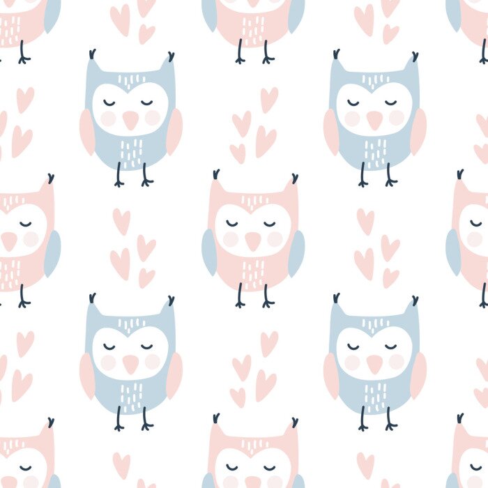 Sticker  Des hiboux endormis version style scandinave