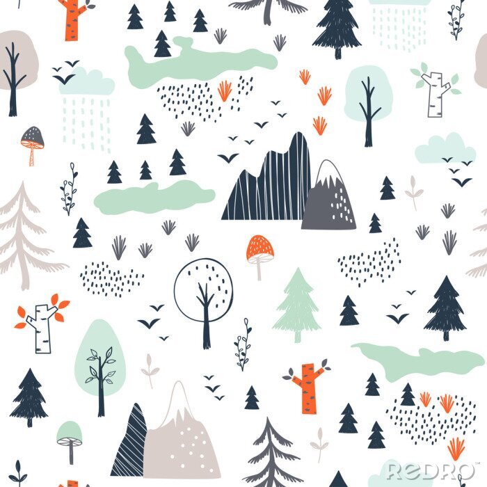 Sticker  Des montagnes pour les enfants et une forêt magique