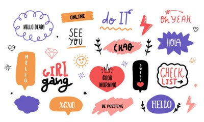 Sticker  Des slogans colorés entre des graphismes joyeux