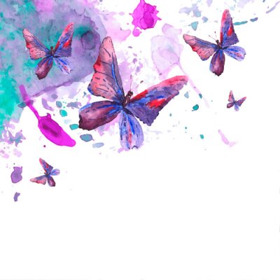Sticker  Dessin abstrait avec des papillons