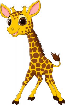 Sticker  Dessin animé, drôle, girafe, mascotte, isolé, blanc, fond
