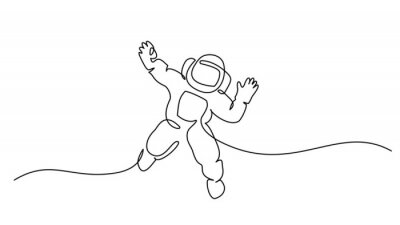 Sticker  Dessin au trait astronaute spatial