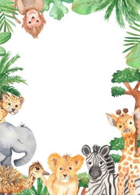 Dessin d'animaux de safari formant un cadre