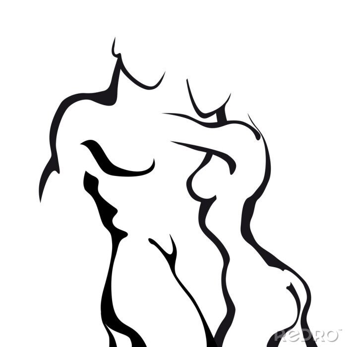 Sticker  Dessin d'un couple nu