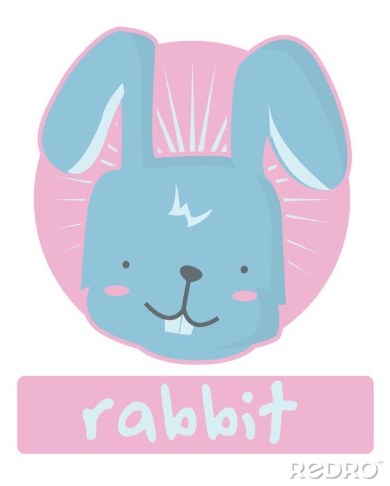 Sticker  Dessin d'un lapin bleu avec une légende en anglais