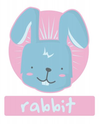Sticker  Dessin d'un lapin bleu avec une légende en anglais