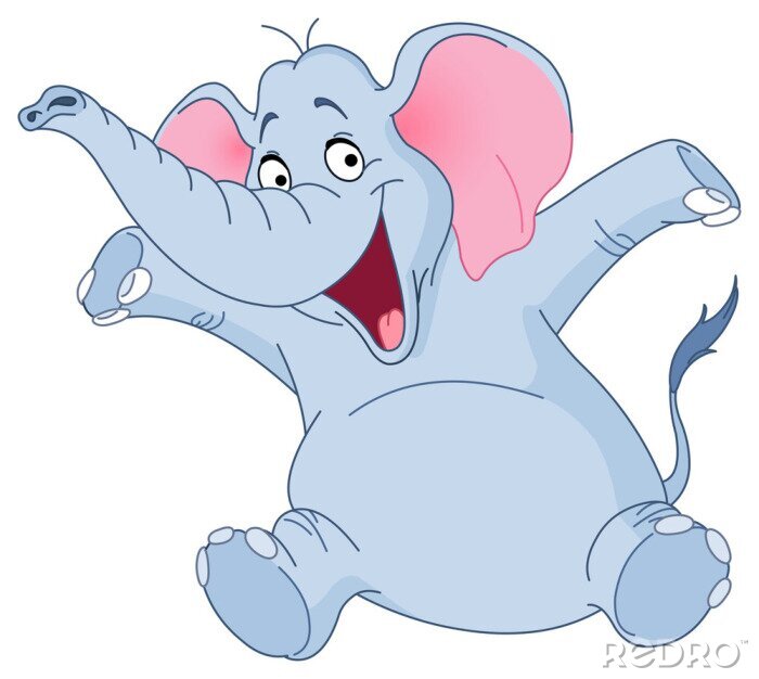 Sticker  Dessin de dessin animé joyeux éléphant sautant