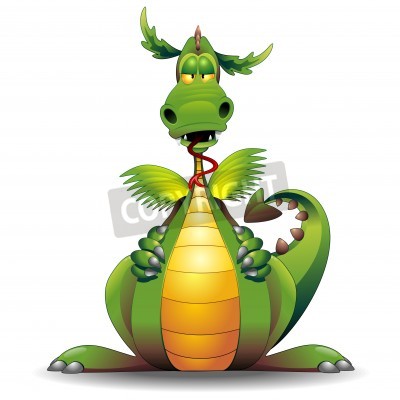 Sticker  Dessin de dragon drôle en style cartoon
