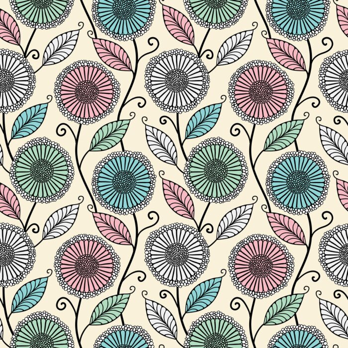 Sticker  Dessin de pissenlits et petites feuilles