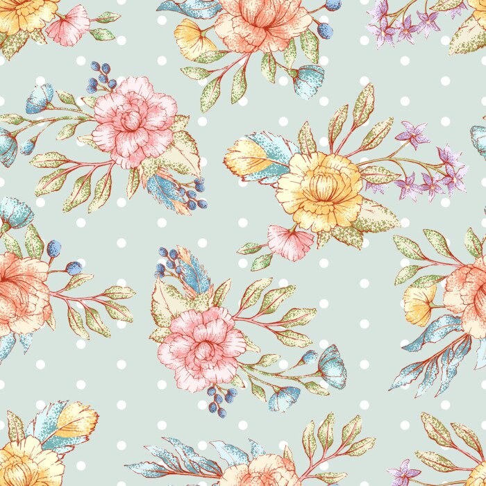 Sticker  Dessin floral shabby chic