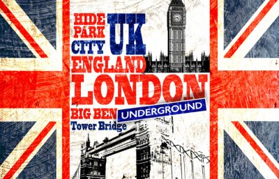 Dessin graphique avec le drapeau du Royaume-Uni