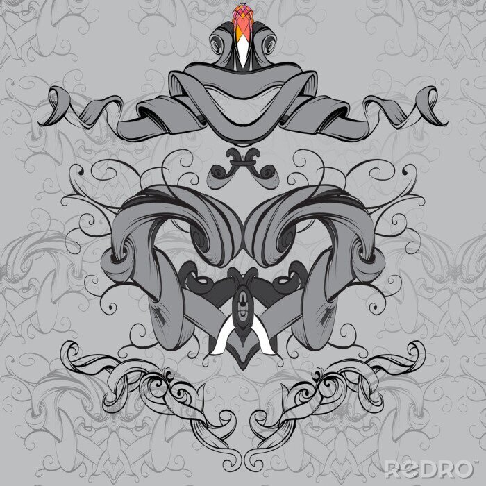 Sticker  Dessin, main, vendange, cadre, baroque, éléments, pour, publicité, dans, vendange, style, vecteur, ornement, à, cadre,