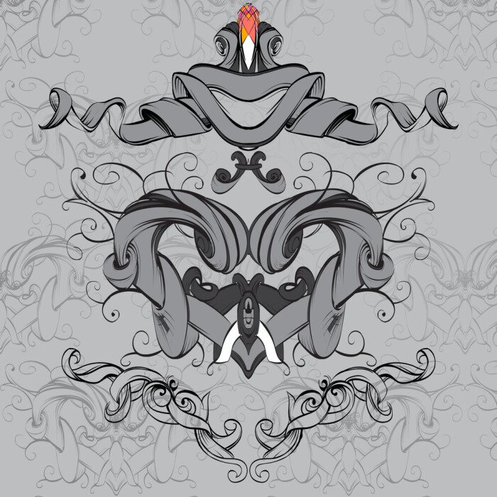 Sticker  Dessin, main, vendange, cadre, baroque, éléments, pour, publicité, dans, vendange, style, vecteur, ornement, à, cadre,