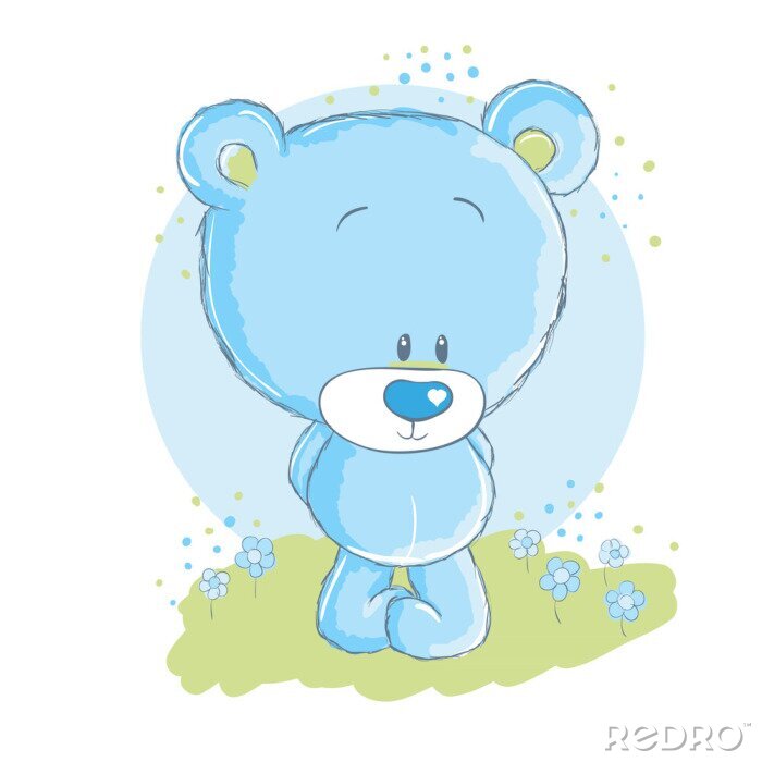 Sticker  Dessin mignon d'ours bleu pour des enfants