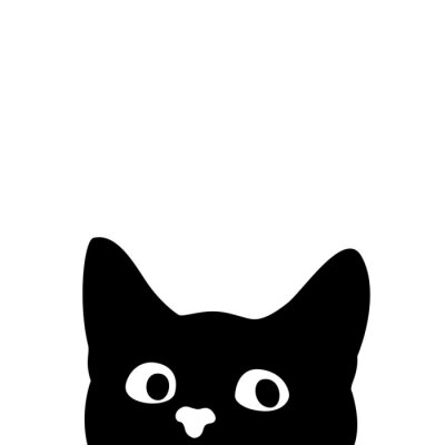 Sticker  Dessin noir et blanc d'un chat jetant un coup d'oeil au-dessus du bord