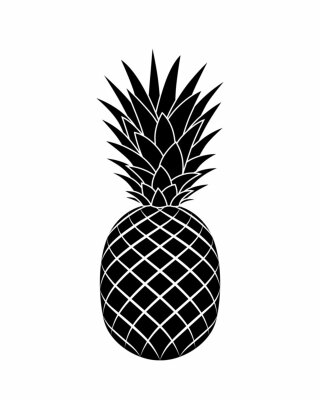 Sticker  Dessin noir et blanc d'un seul ananas