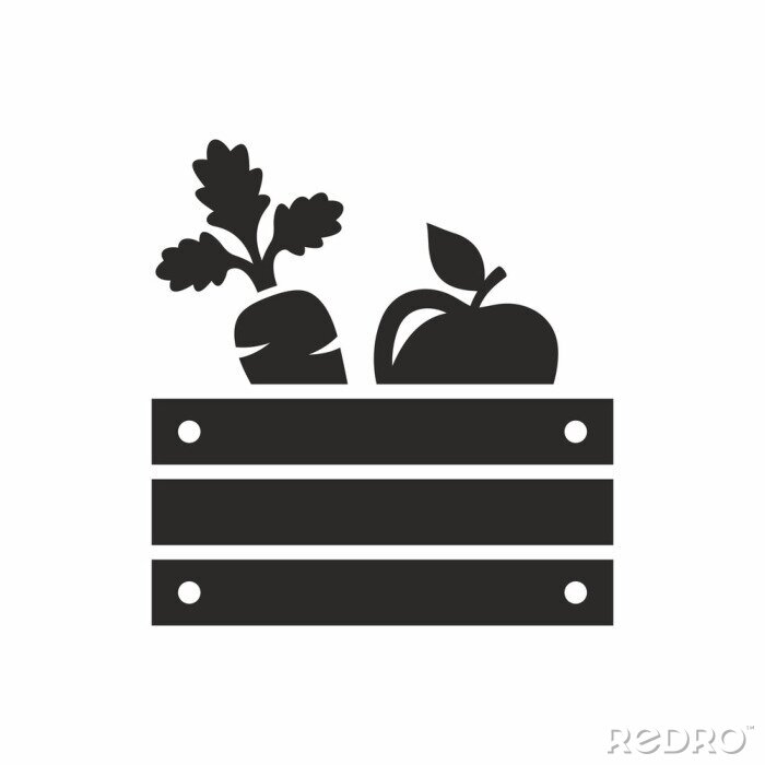 Sticker  Dessin noir et blanc d'une carotte et d'une pomme