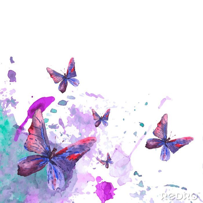 Sticker  Dessin pastel papillons