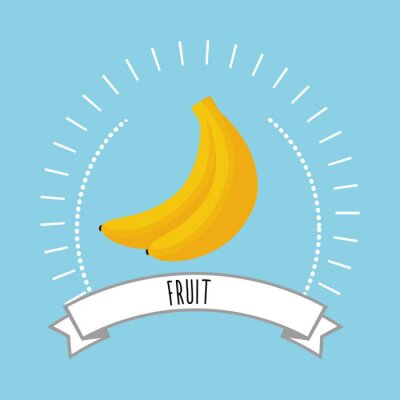 Sticker  Dessin signé banane fruits tropicaux