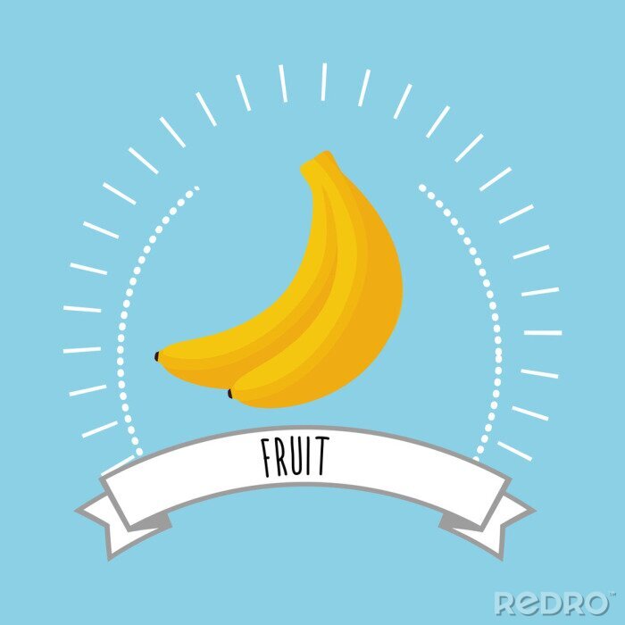 Sticker  Dessin signé banane fruits tropicaux
