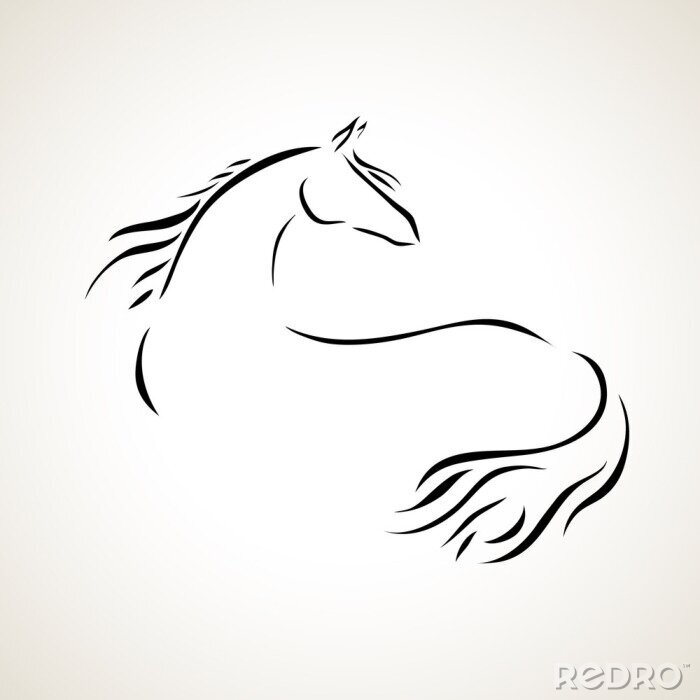 Sticker  dessin vectoriel cheval