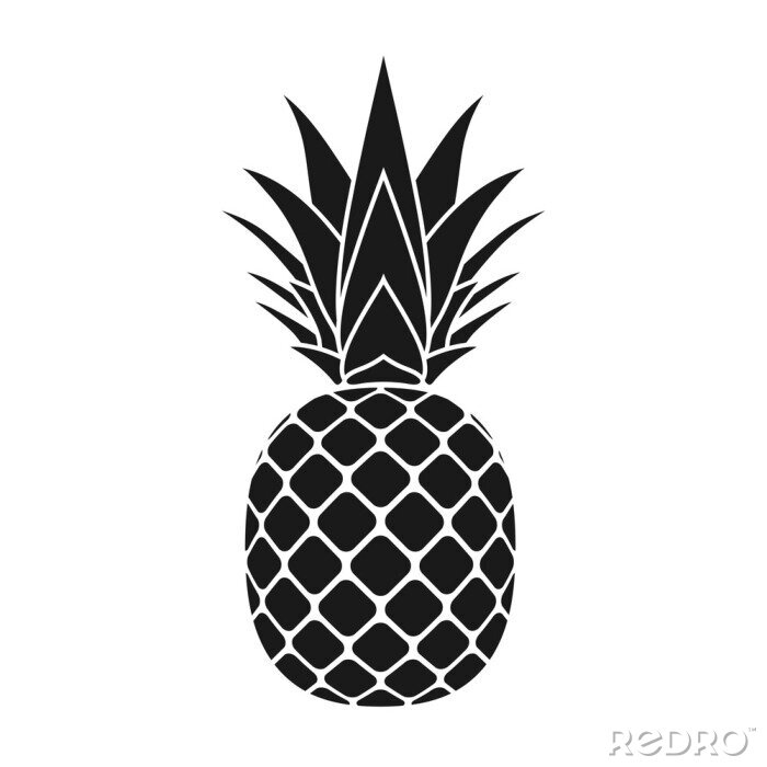 Sticker  Dessiner un diagramme minimaliste d'ananas noir et blanc