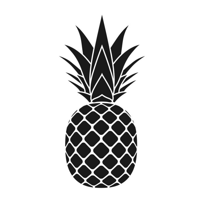 Sticker  Dessiner un diagramme minimaliste d'ananas noir et blanc
