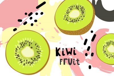 Sticker  Dessinés à la main avec des kiwis imprimés