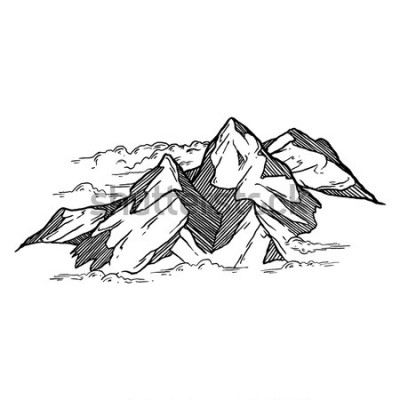 Sticker  dessinés à la main des montagnes vecteur iluustration
