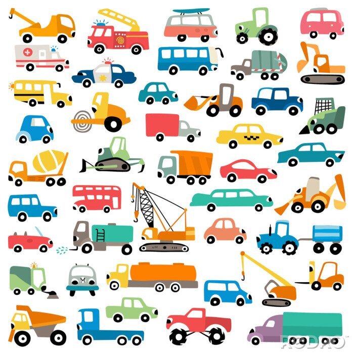 Sticker  Dessins en couleur de véhicules de différents types