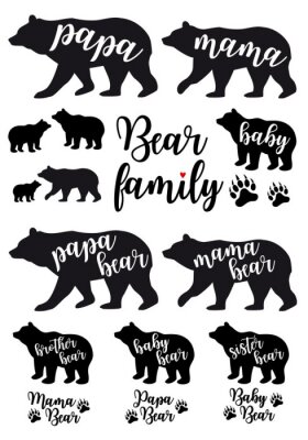 Sticker  Dessins noirs d'ours avec légendes
