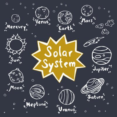 Sticker  Dessins simples des planètes du système solaire