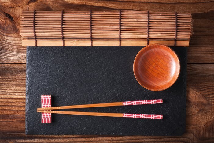 Sticker  Deux, baguettes, fond, menu