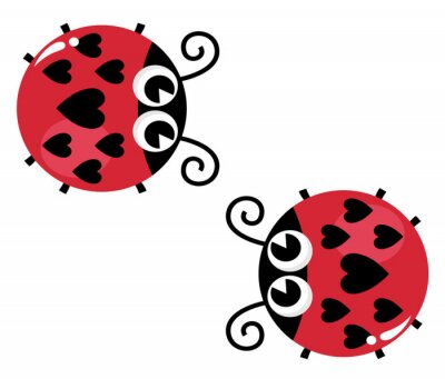 Sticker  Deux coccinelles rouges dans des coeurs noirs