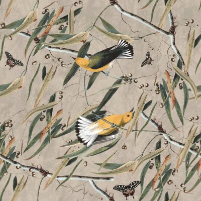 Sticker  Deux oiseaux dans le fourré