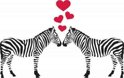 Sticker  Deux zèbres dans l'amour avec des coeurs